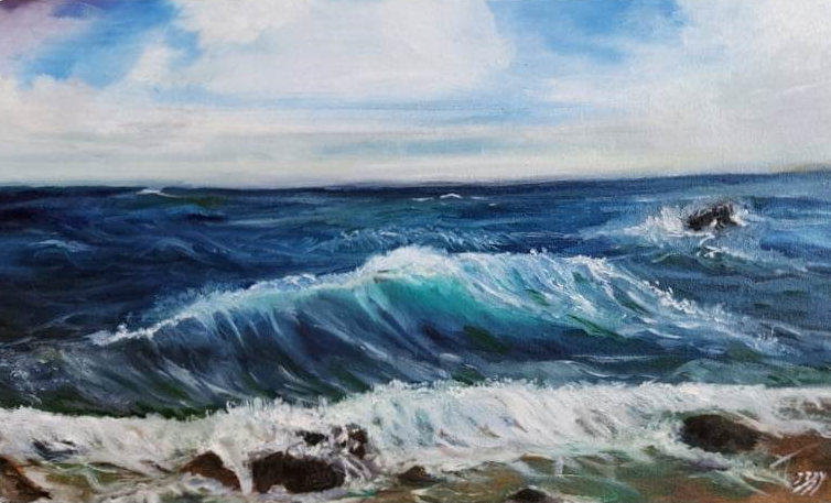 Ocean Waves, oil on canvas by Isabelle Harmon